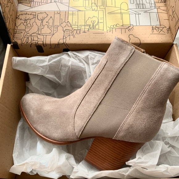 Soludos Emma Mineral Grey Suede Ankle Booties Leather Casual Block Heel Boots 10 - Picture 10 of 12